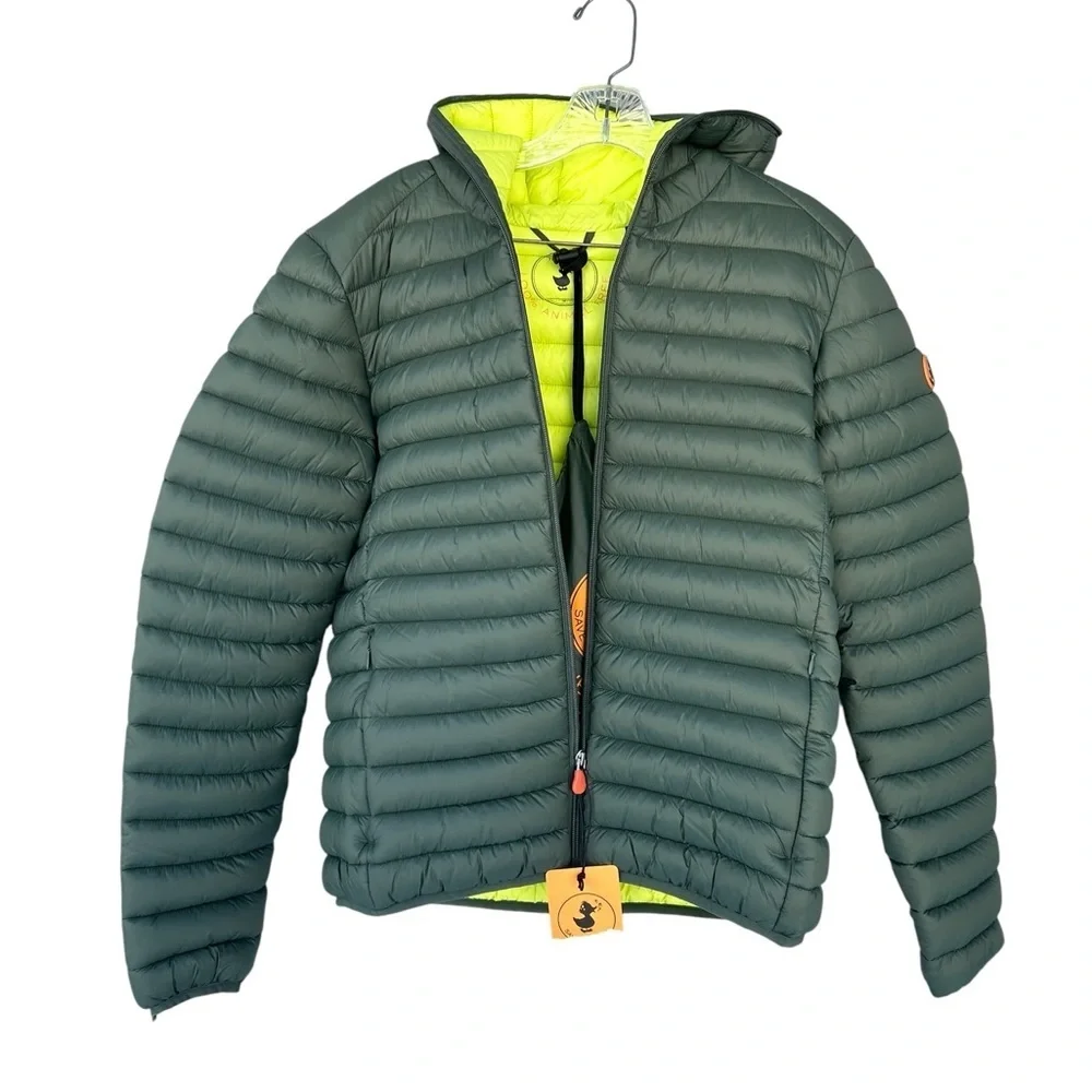 NWT Save the Duck Hooded Packable Puffer Jacket - Men’s Medium - Hunter Green